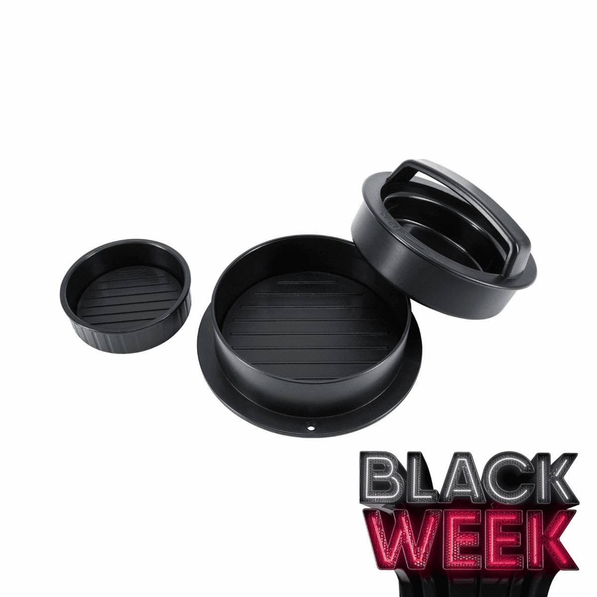 Burgerpressen mit rutschfester Oberfläche, ideal für die Zubereitung von Burger-Patties.