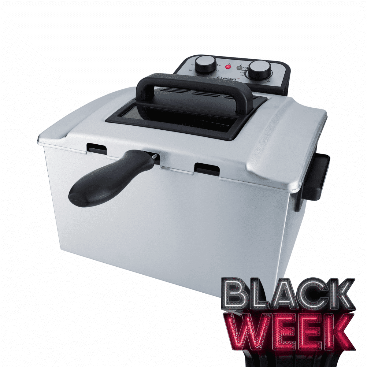 Fritteuse DF300 von Steba mit einem Edelstahl-Gehäuse, Temperaturregler und Sichtfenster. Ideal für knusprige Frittiergerichte.